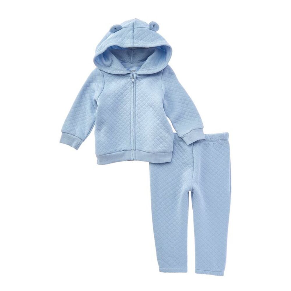 Little Me Baby-Boys  Quilted Hoodie Set, Blue